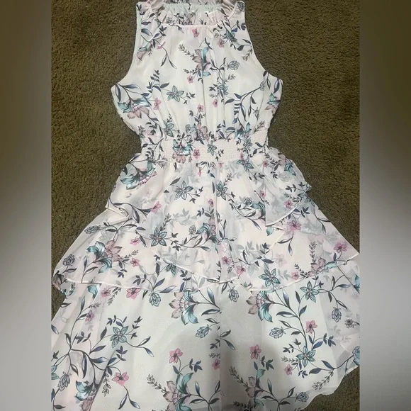 Eliza J Pink Floral Tiered Midi Dress / Plus Size 16 - Picture 3 of 14